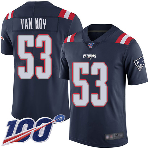 New England Patriots Football #53 100th Season Rush Limited Navy Blue Men Kyle Van Noy NFL Jersey